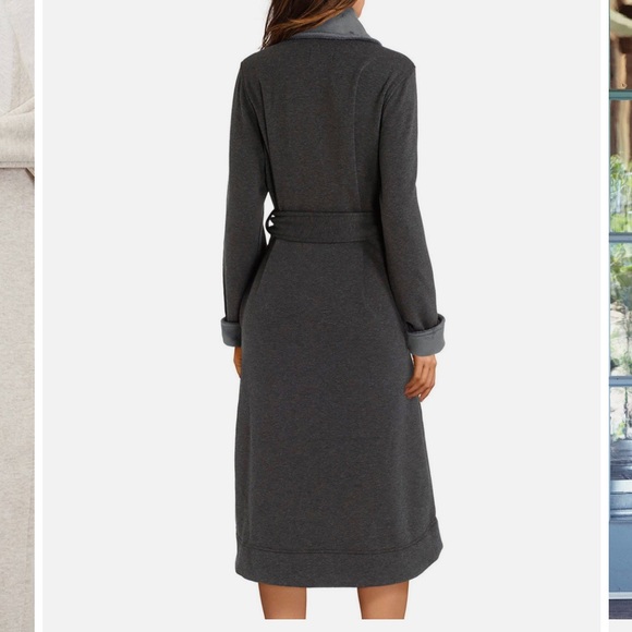 Like New! UGG Deffield Black Fleece Lined Robe - Picture 4 of 11